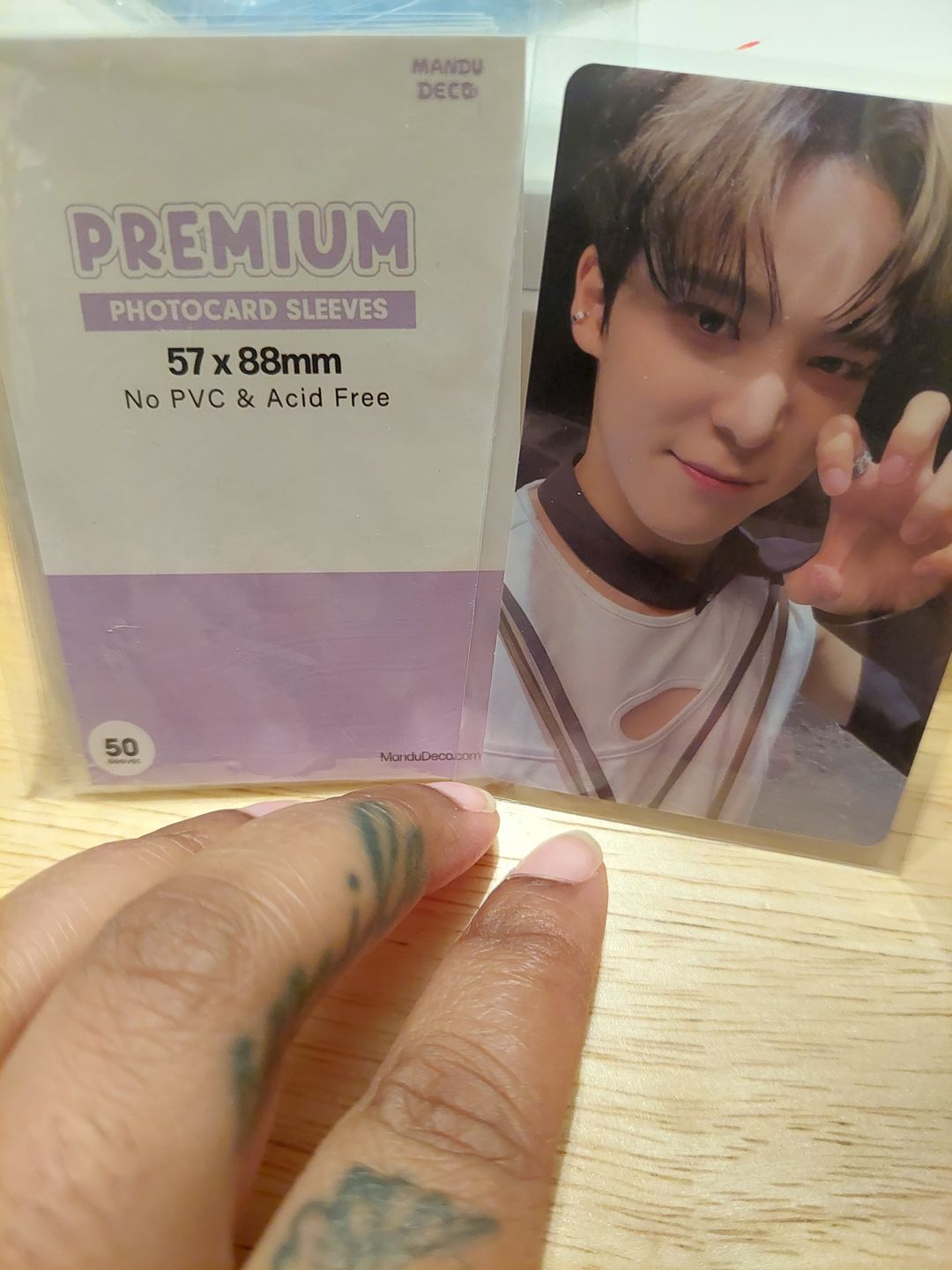Customer photo review of PREMIUM PHOTOCARD SLEEVES - BLUE VERSION (65x91MM)