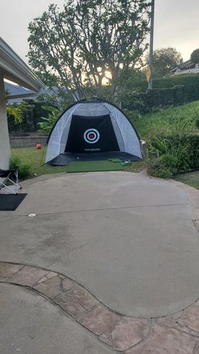Customer photo review of TeeStrike Premier Golf Mat 5'x5'