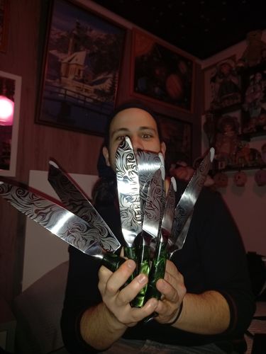 Customer photo review of "Wasabi" Collection - Premium Japanese Kitchen Knife Set with Green Resin Handle