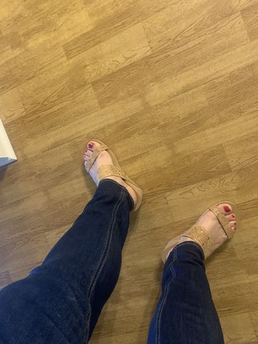 Customer photo review of Corky's Cork Happiness Sandals