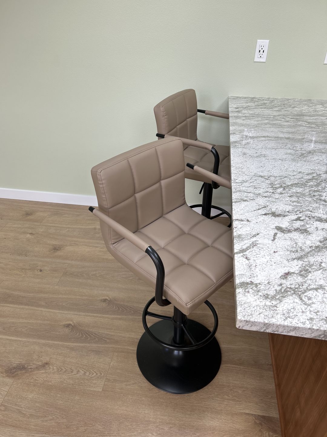 Customer photo review of Adjustable Square Bar Stools with Arm Rest (Set of 2)