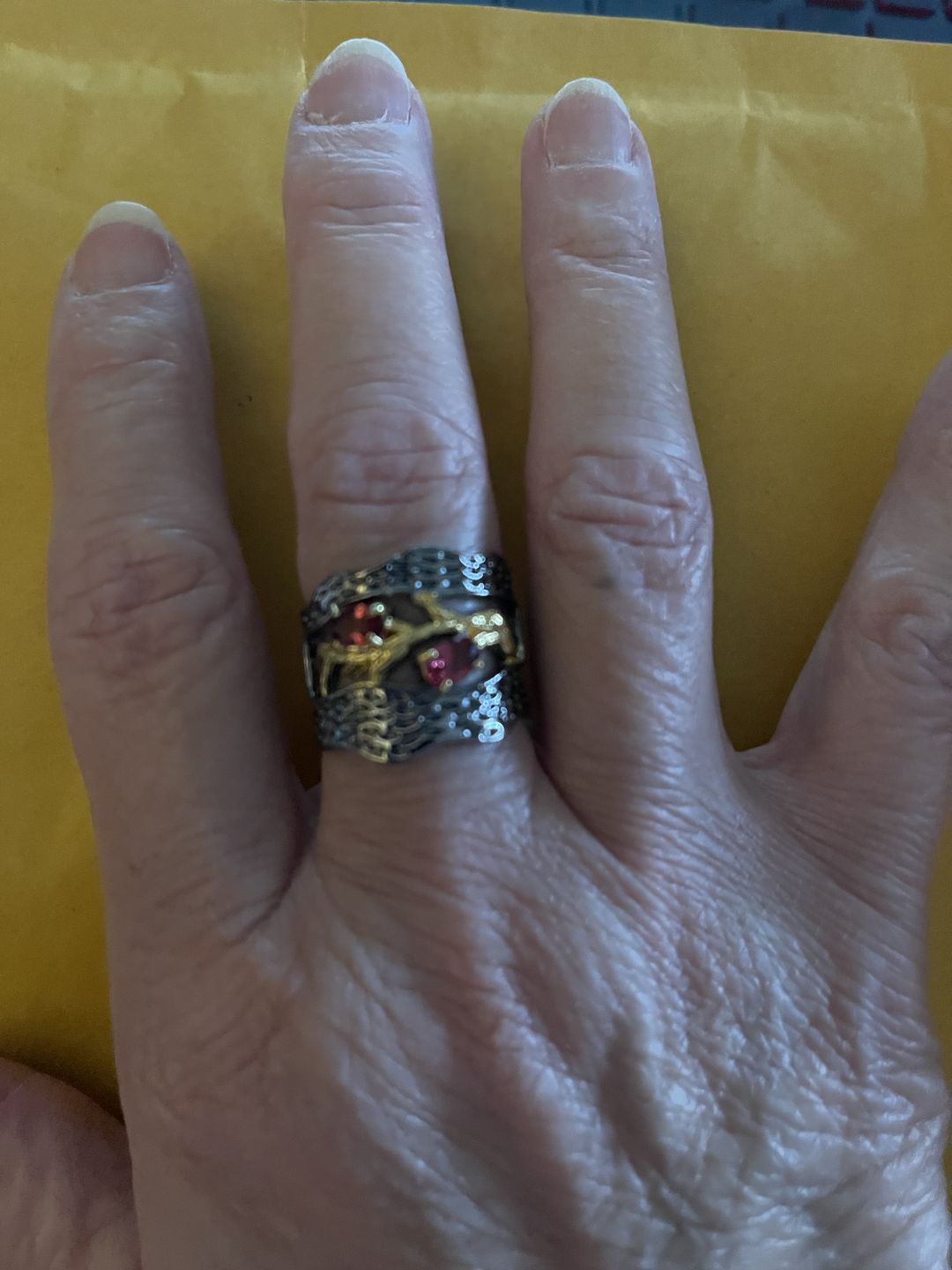 Customer photo review of Retro Red Garnet Ring