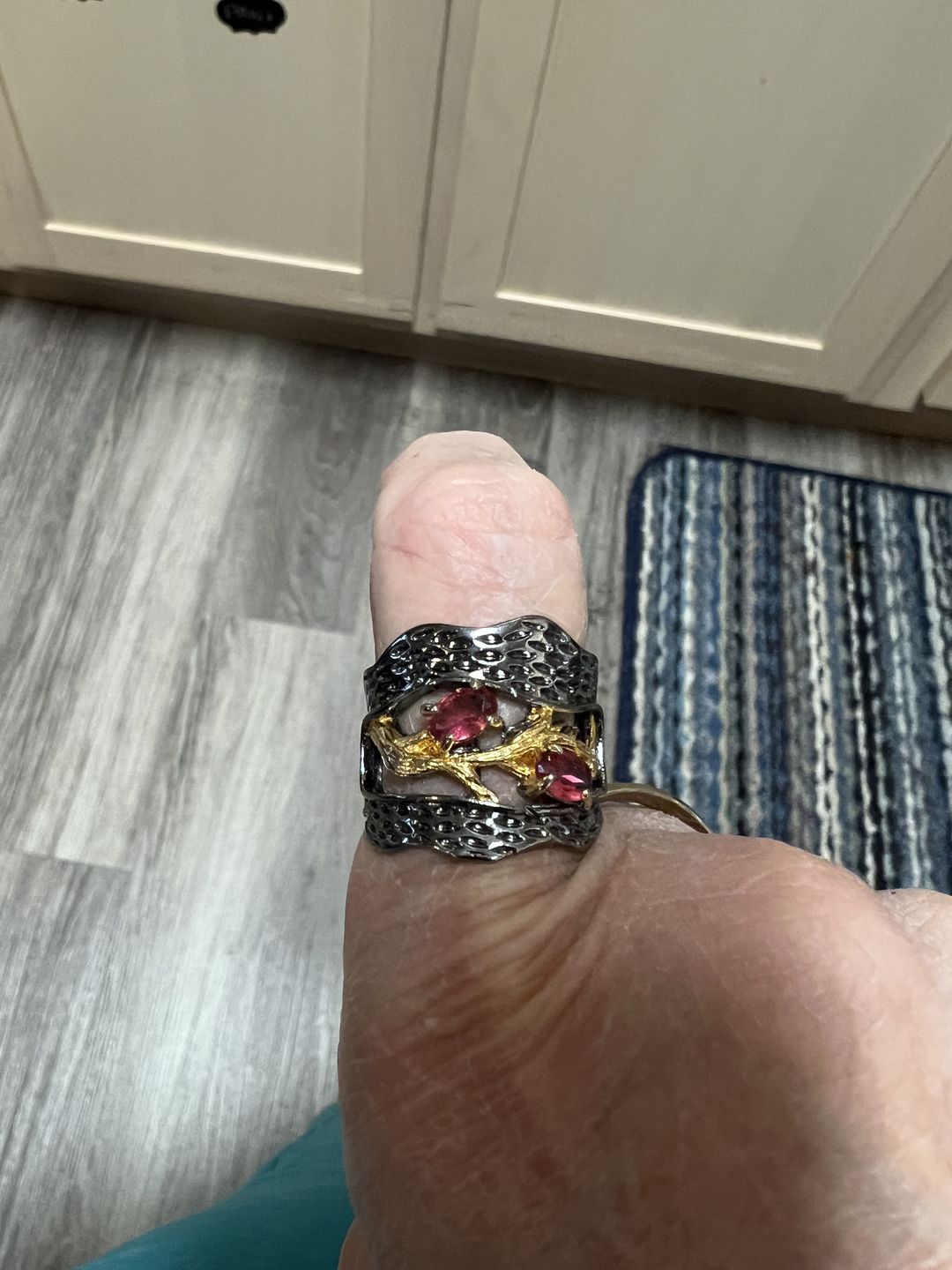 Customer photo review of Retro Red Garnet Ring