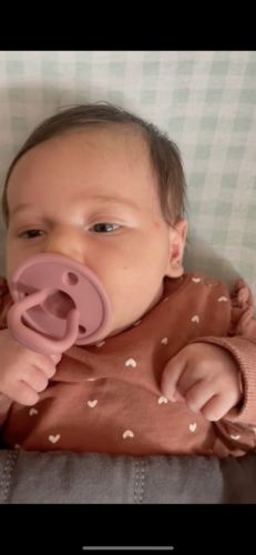 Customer photo review of Kit 2 Chupetes Rosa y Gris Nenina & Co