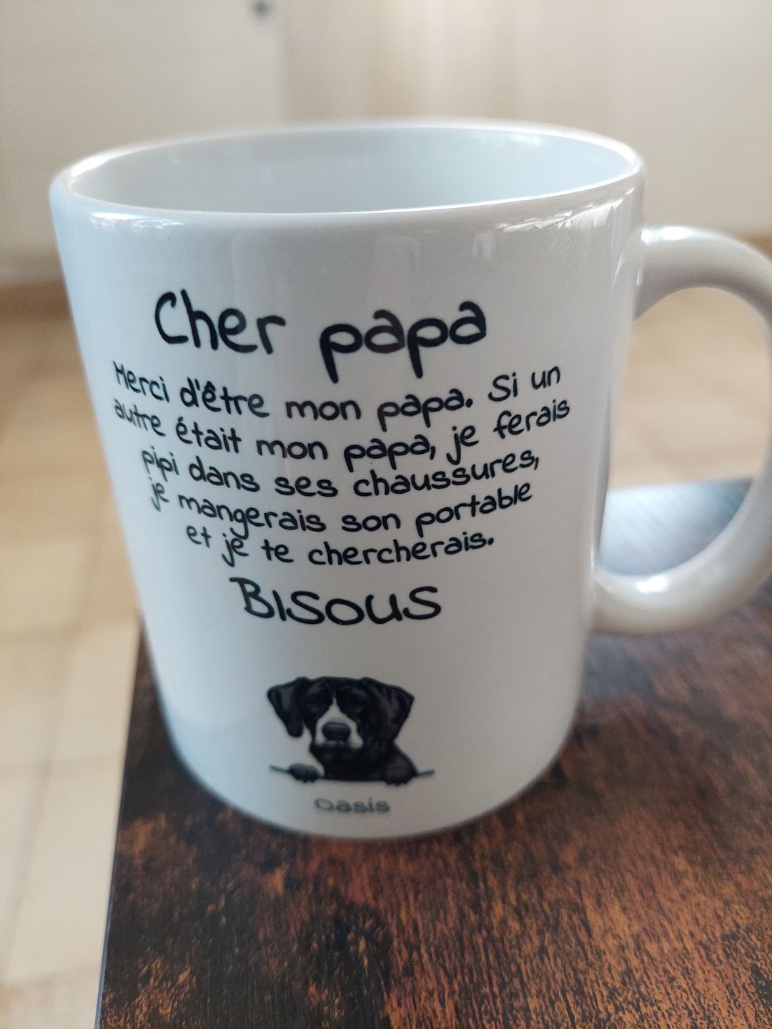 Customer photo review of Cher papa (chien) - Mug personnalisé