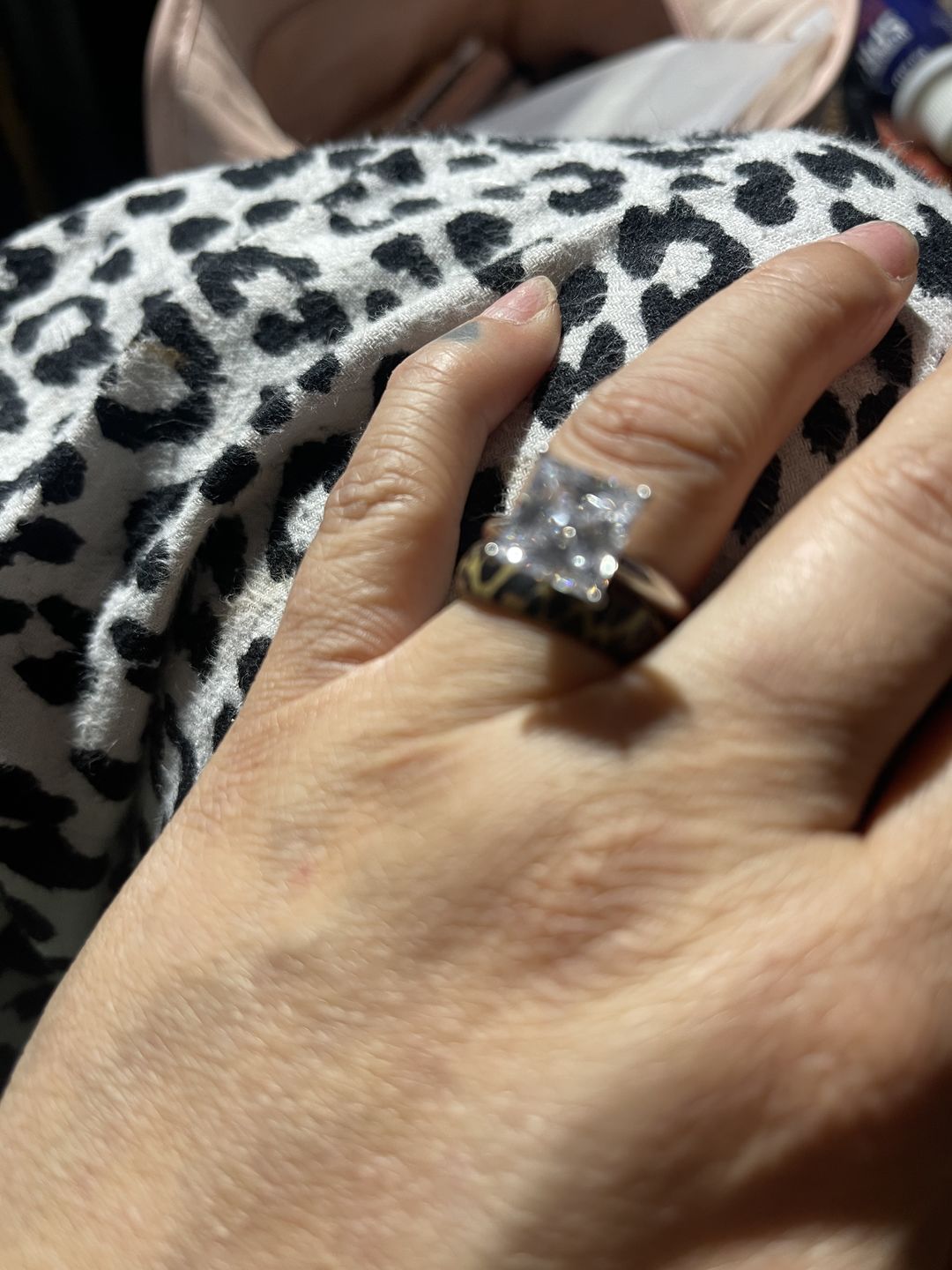 Customer photo review of Classic Solitaire Princess Cut sona diamond sterling silver ring
