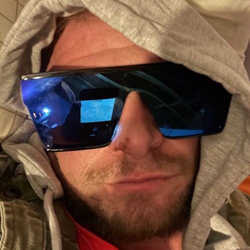 Customer photo review of Salty Savage Unisex OG Smile Square Shield Sunglasses | Black/Blue Mirror