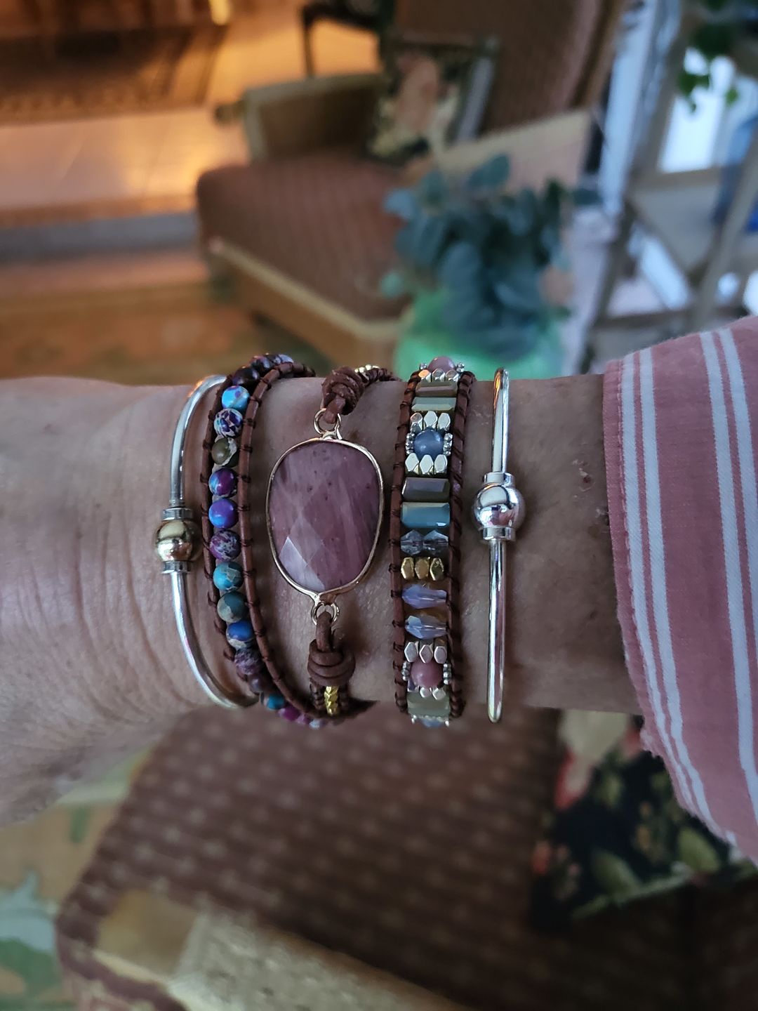 Customer photo review of Healing Rhodochrosite Wrap Bracelet