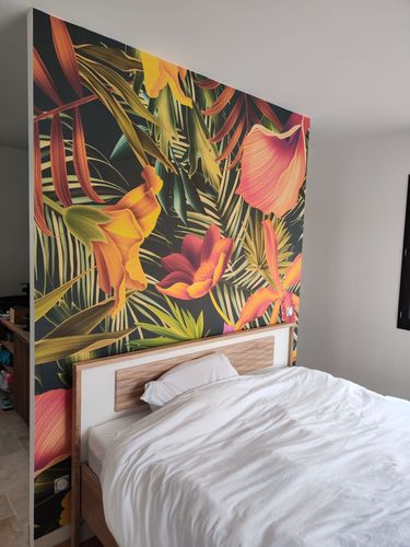 Customer photo review of Papier peint panoramique orange tropical