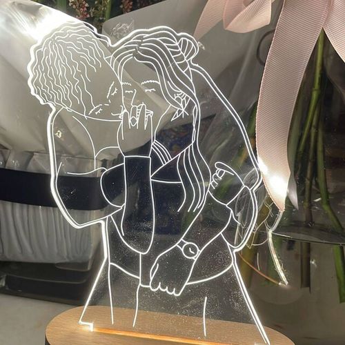 Customer photo review of Custom 3D Photo Lamp | Personalized Line Art Photo Lamp | Photo Engraving | Custom 3D led Night Light | Wedding Gift | Birthday Gift for Her for women
