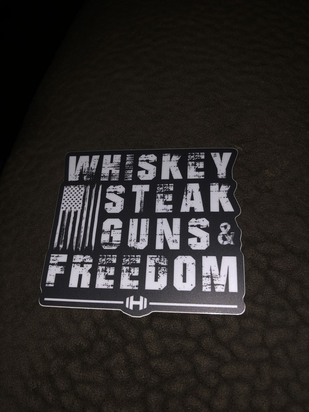 Customer photo review of Whiskey Steak Freedom Decal