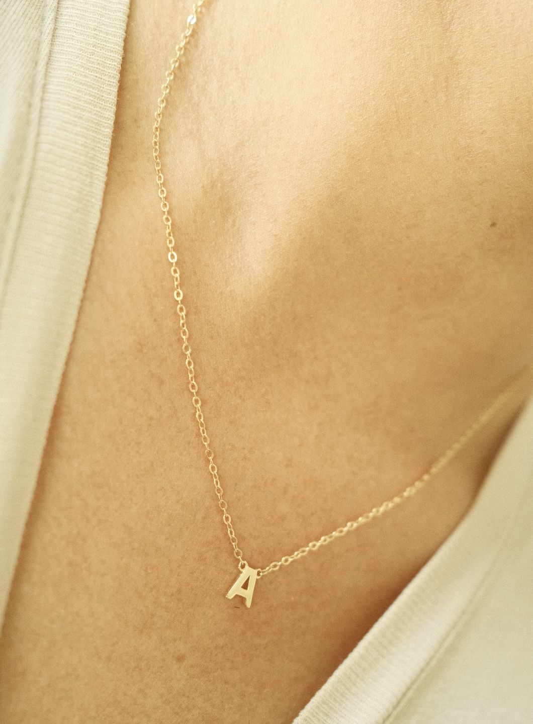 Customer photo review of The Original Single Initial Letter Necklace