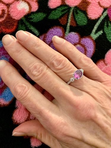 Customer photo review of 3-Stone Purple Oval CZ Ring in Sterling Silver 1.2ct