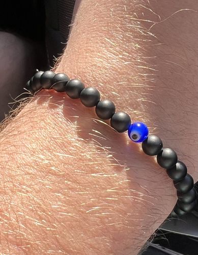 Customer photo review of Evil Eye 6mm Matte Black Onyx Bead Bracelet