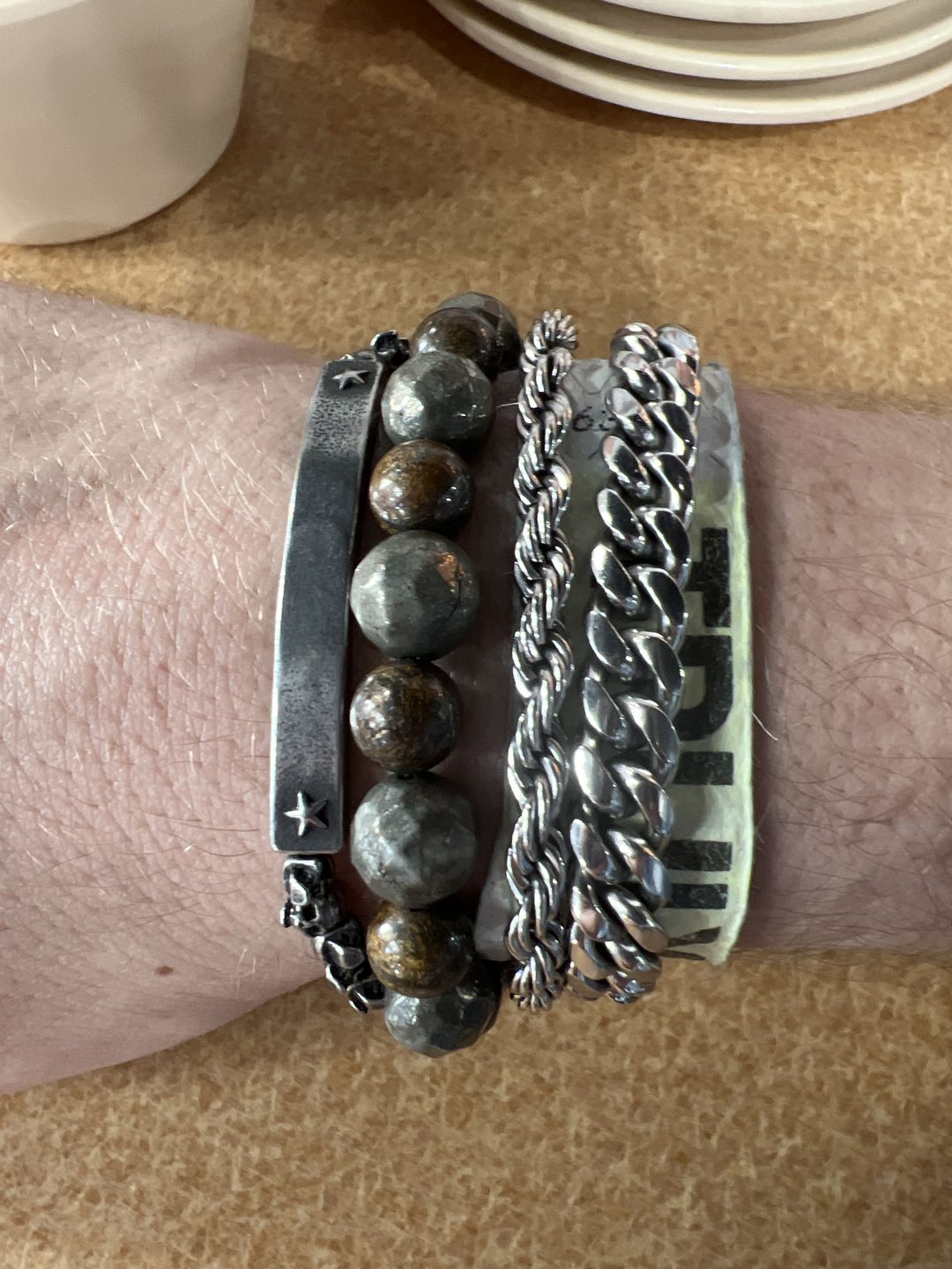 Customer photo review of Cuban 8mm + Rope 5mm Bracelet Stack - Silver RG321+RG323