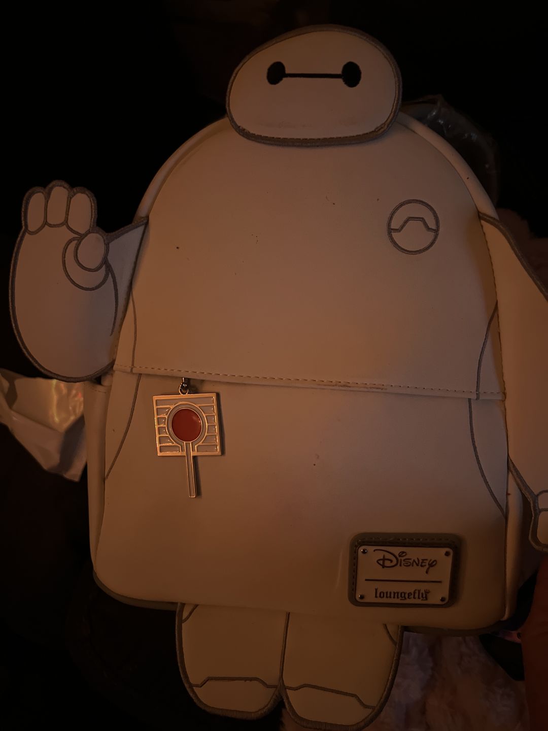 Customer photo review of 707 Street Exclusive - Loungefly Disney Glow in the Dark Talking Baymax Mini Backpack