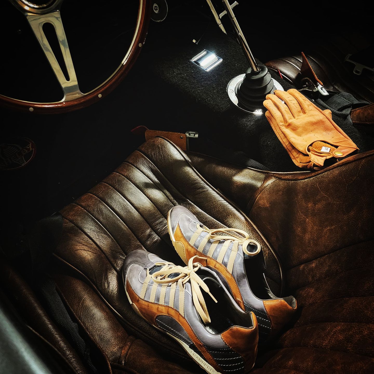 Customer photo review of Men's GrandPrix Sneaker in Beach Club (Faded Navy and Brown)