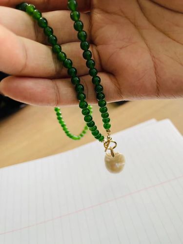 Customer photo review of CATHI - Green Jasper & Baroque Pearl Necklace