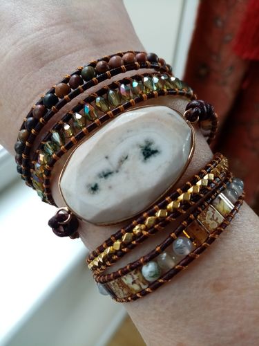 Customer photo review of Dissipate Negativity - Agate Stone with Amazonite and Jasper Bracelet
