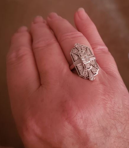 Customer photo review of Art Deco Milgrain CZ Ring in Sterling Silver