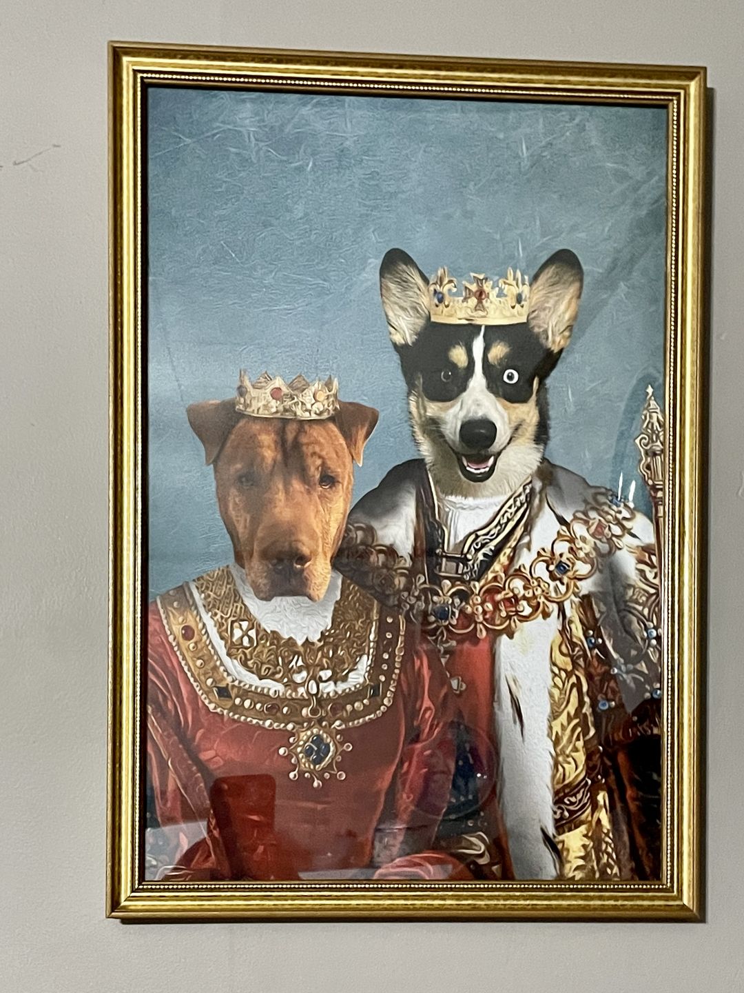 Customer photo review of Royal King and Queen Custom Pet Portrait