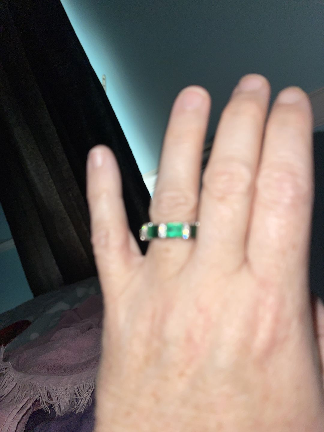 Customer photo review of Lab Created Emerald Eternity Sterling Silver Band Ring