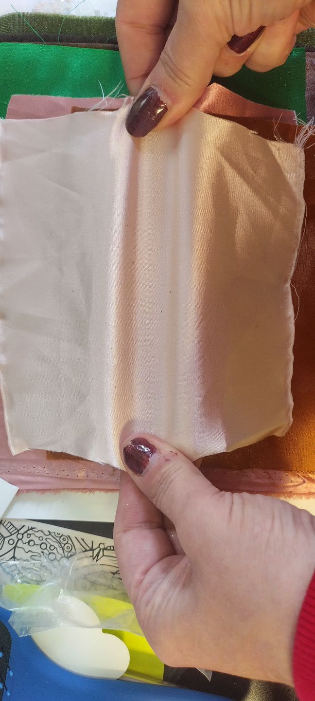 Customer photo review of Blush Pink Stretch Silk
