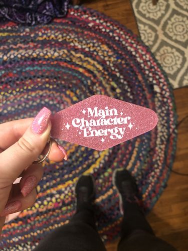 Customer photo review of Main Character Energy Glitter Keychain