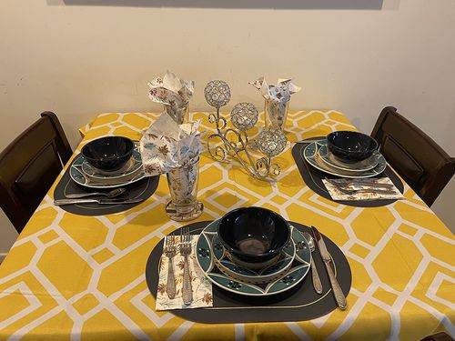 Customer photo review of High Quality Cotton Linen Table Cover