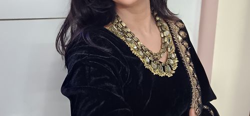 Customer photo review of Rubans Gold Toned Embellished With Mirror Multi layer Statement Necklace