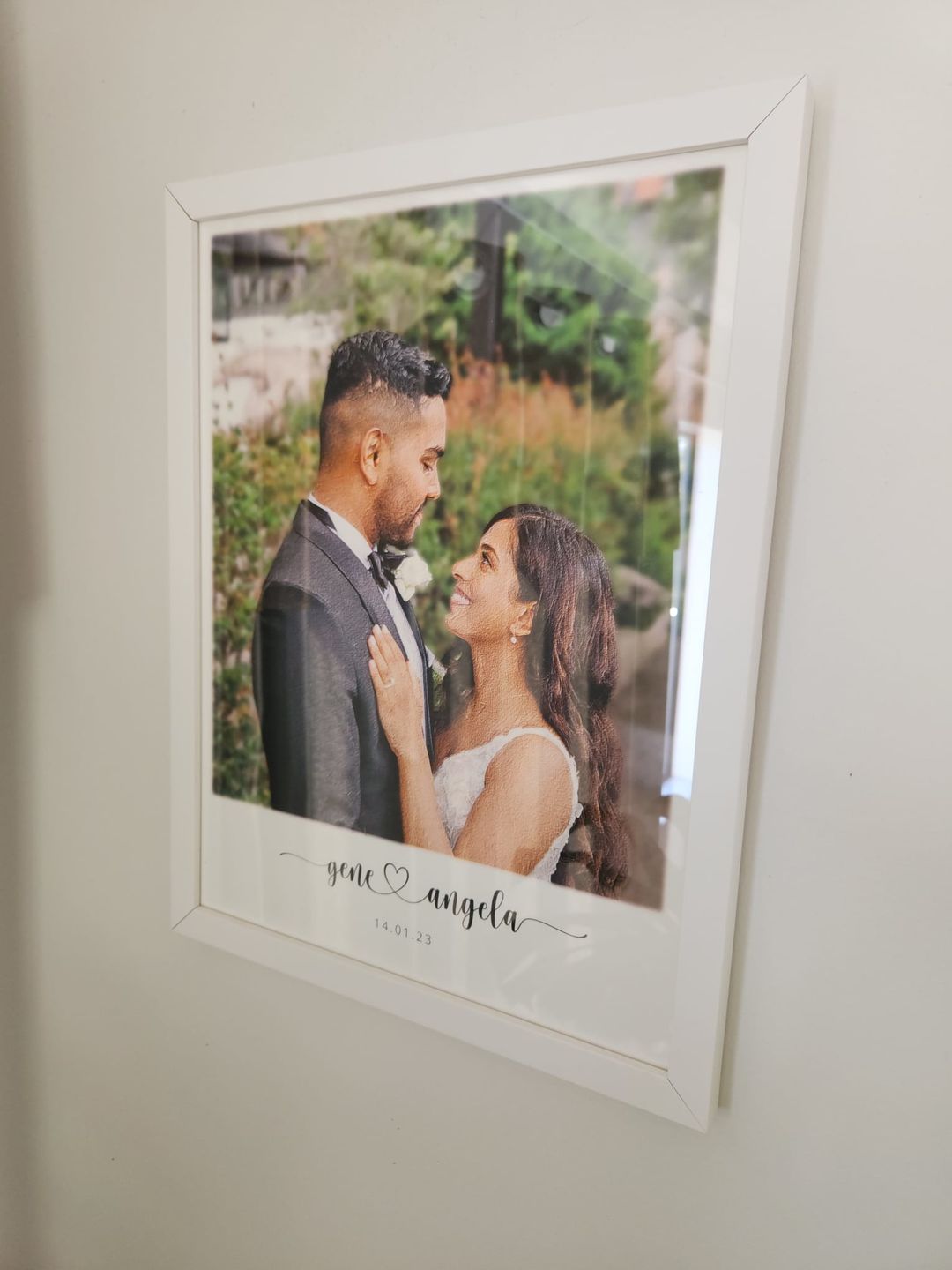 Customer photo review of Custom Newly Married Anniversary Wedding Couple Portrait
