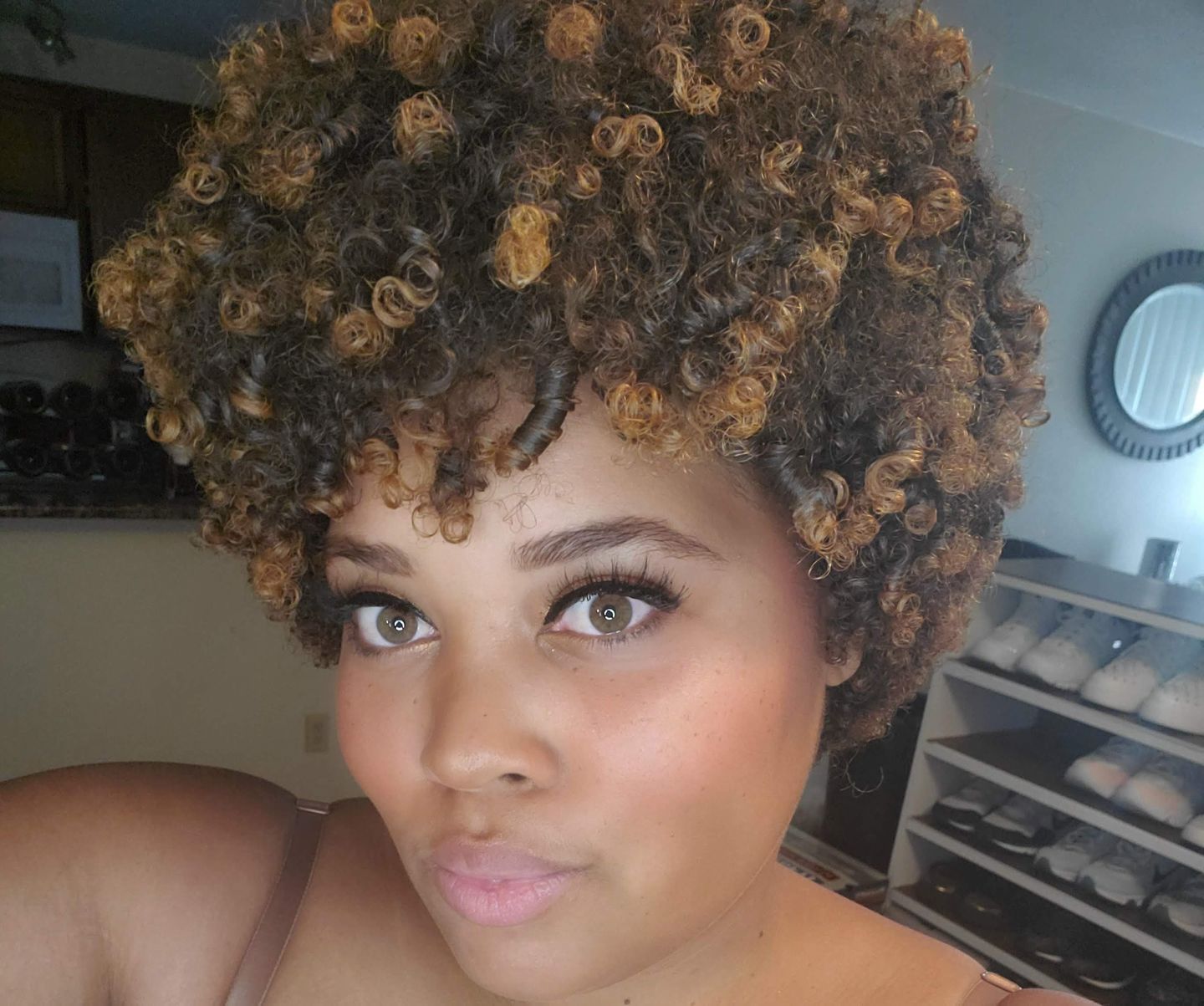 Customer photo review of Defining Flaxseed Gel for Curly Hair with Organic Jojoba Oil for Moisture and Lavender Fragrance