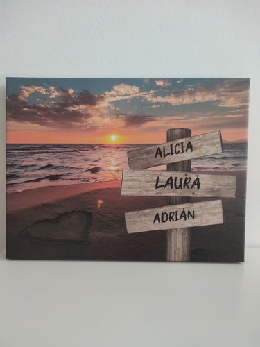 Customer photo review of Lienzo personalizado Corazon en la Playa
