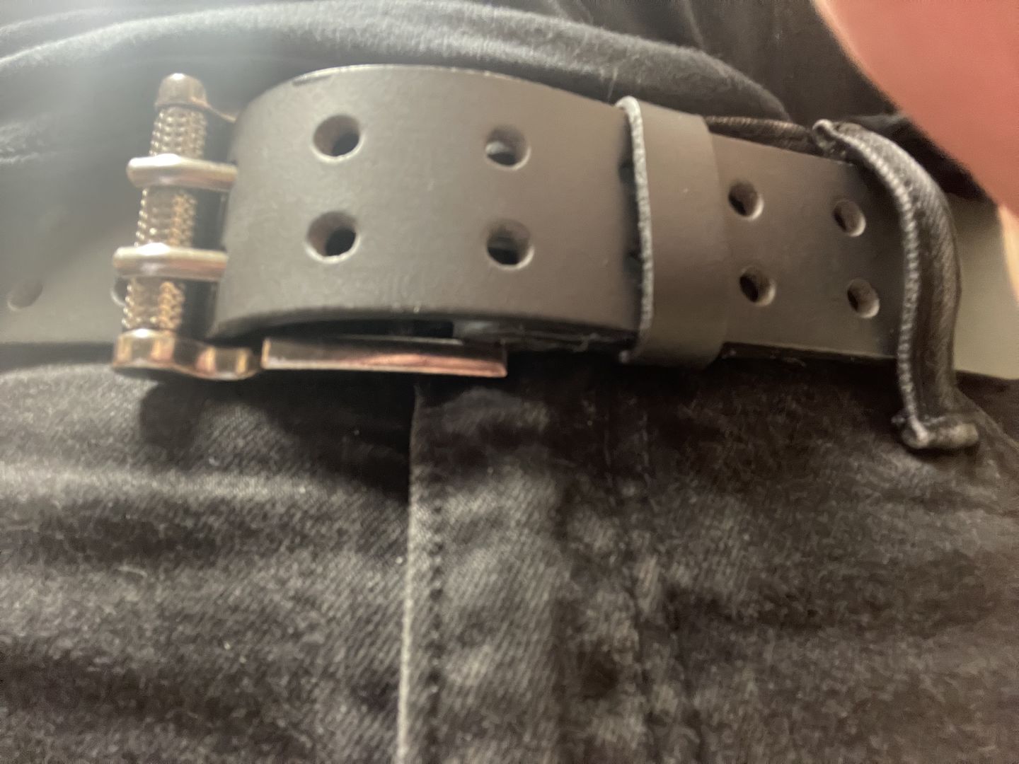 Customer photo review of Black Double Hole Full Grain Leather Belt