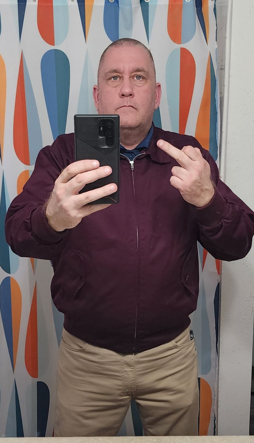 Customer photo review of Harrington Jacket - Burgundy
