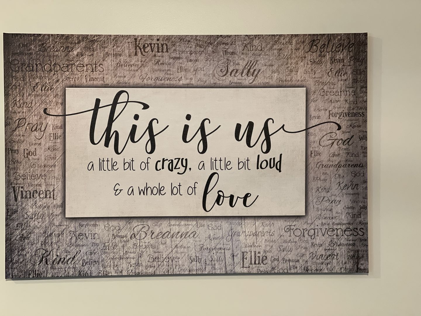 Customer photo review of Personalized "This Is Us" With Names on Background Premium Canvas
