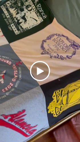 T-shirt quilt with outdoor activities, environmental education themes by Sherri from CA