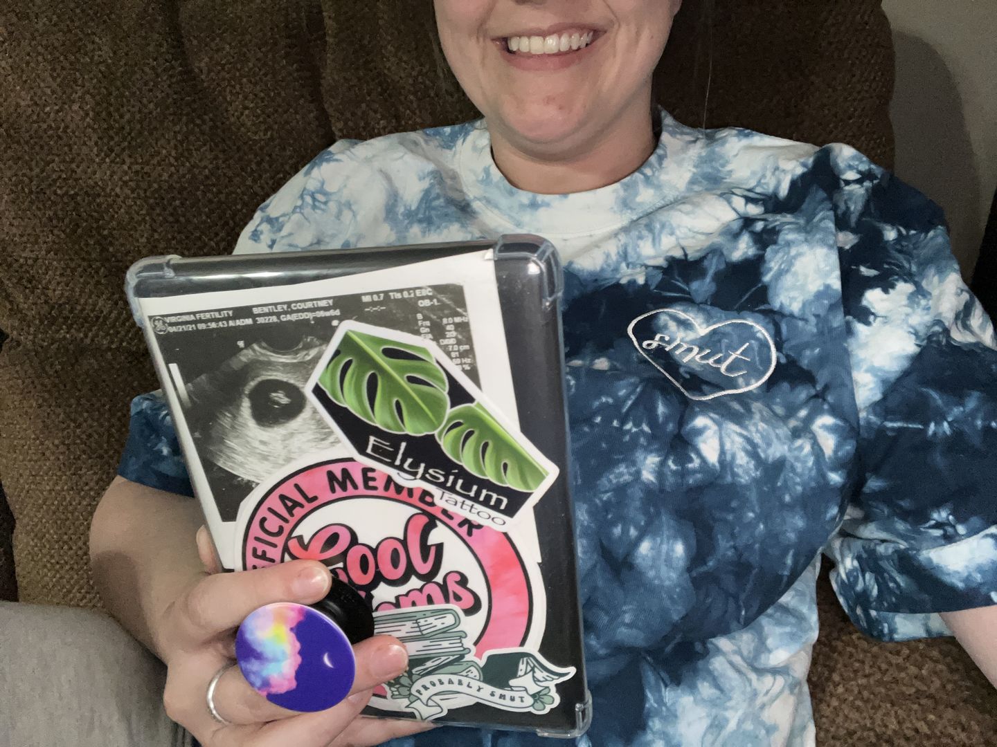 Customer photo review of smut heart embroidered oversized tie-dye t-shirt