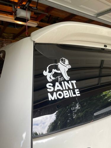 Customer photo review of The Saint Mobile St Bernard Decal