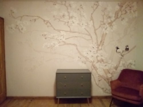 Customer photo review of Papier peint panoramique magnolia floral & bird