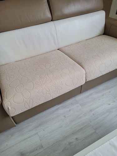 Customer photo review of Blanc cassé rose - Housse polaire pour Coussin d'assise et dossier de Canapé - Motif Flower