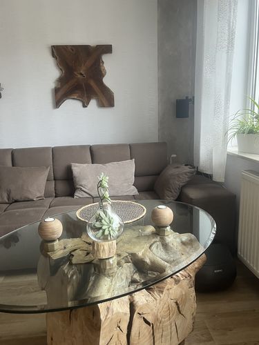 Customer photo review of Wandbild NAGA 60cm x 60cm aus Teak Holz