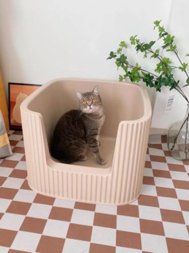 Customer photo review of Michu XXL Container Cat Litter Box with Scoop, Coral and BoBa