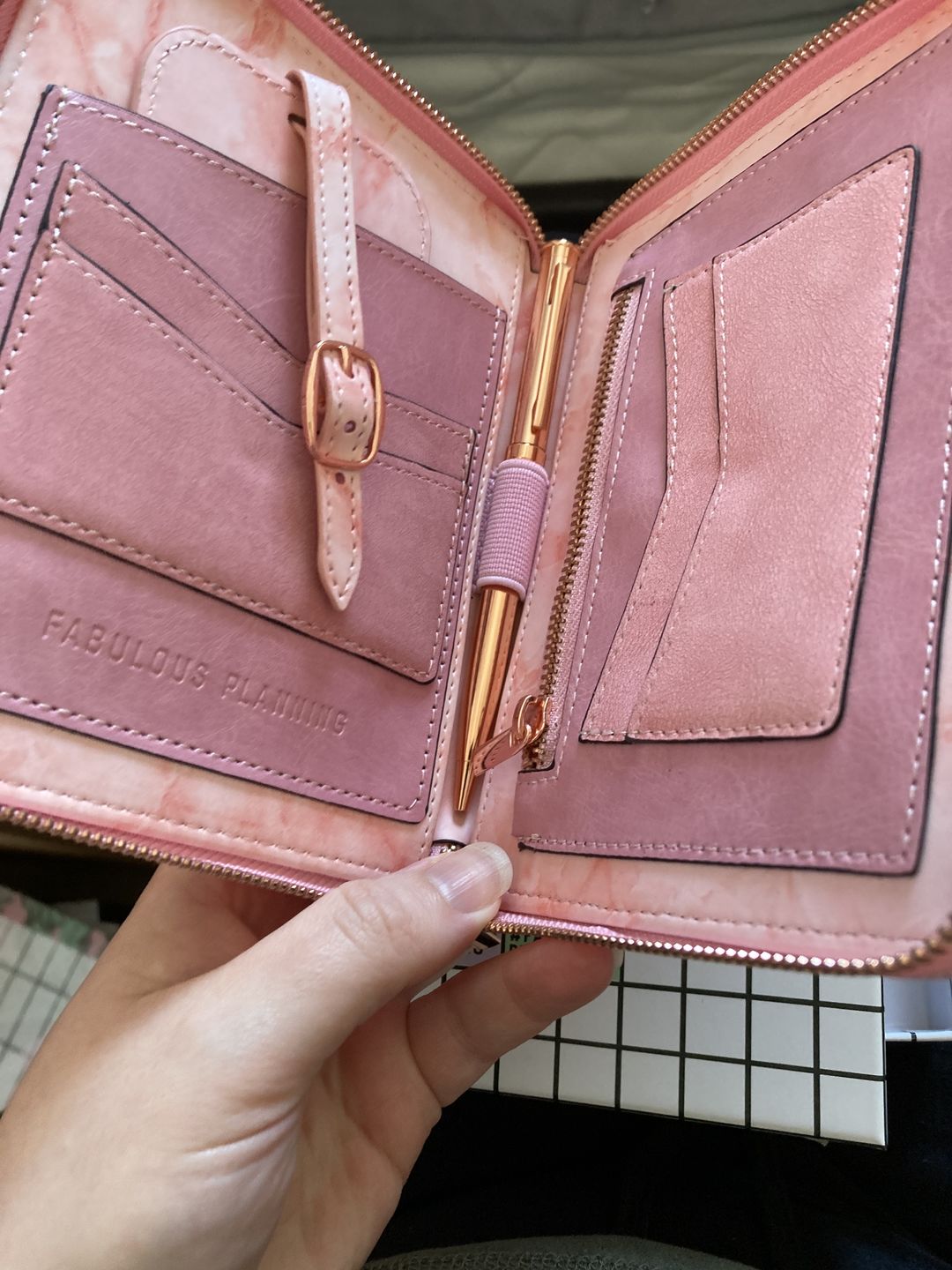 Customer photo review of Pink Marble - Travel Organiser