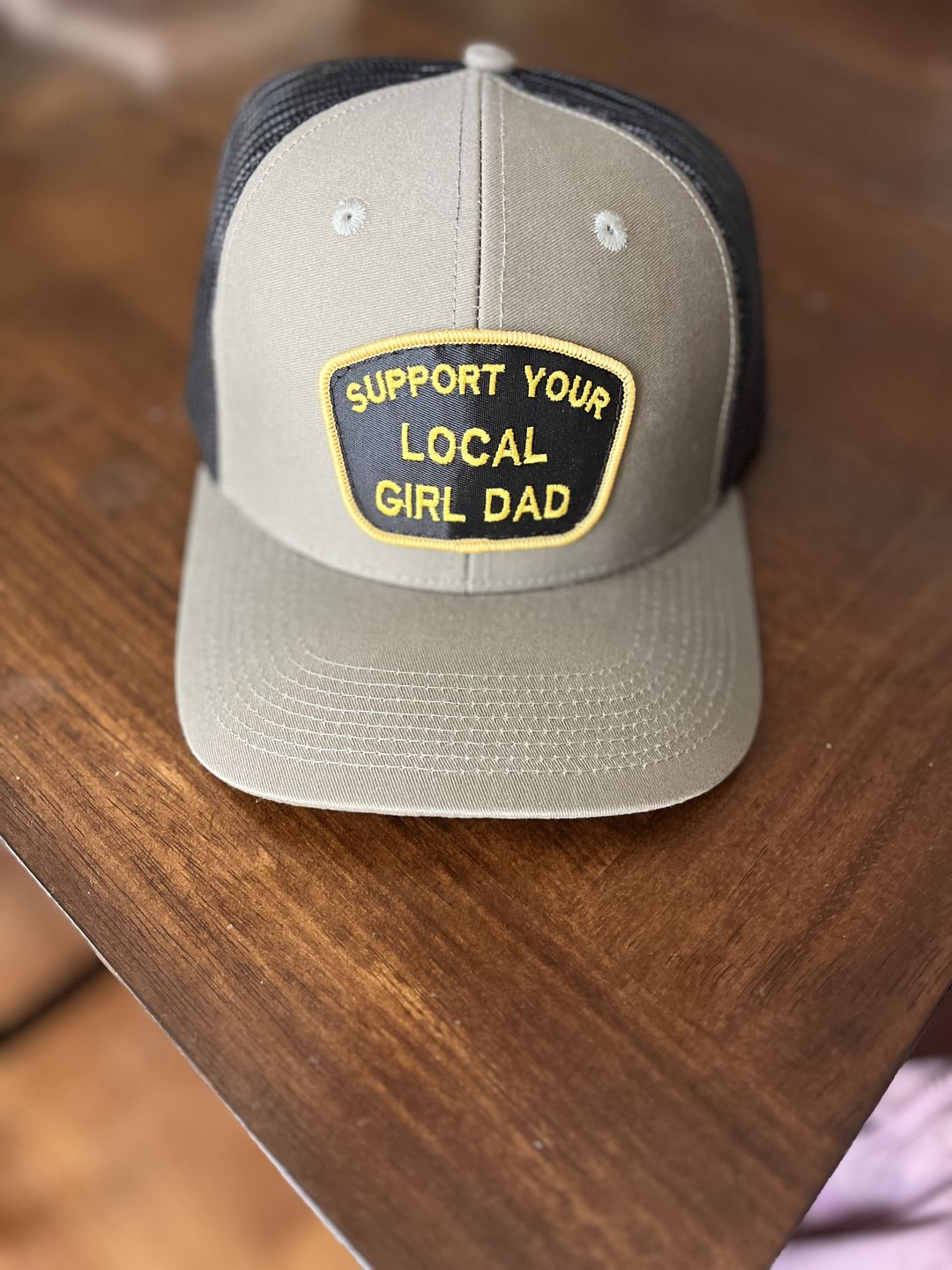 Customer photo review of Support Your Local Girl Dad Patch Hat