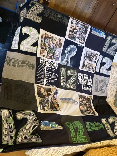 T-shirt quilt featuring seattle seahawks by Sondra from WA