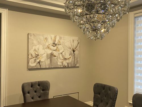 Customer photo review of 'Grey & Gold Flower' Framed Canvas (55" x 31")