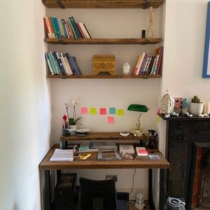 Customer photo review of Rustic Wooden Wall Shelves with Industrial Style Bracket | 22.5cm depth