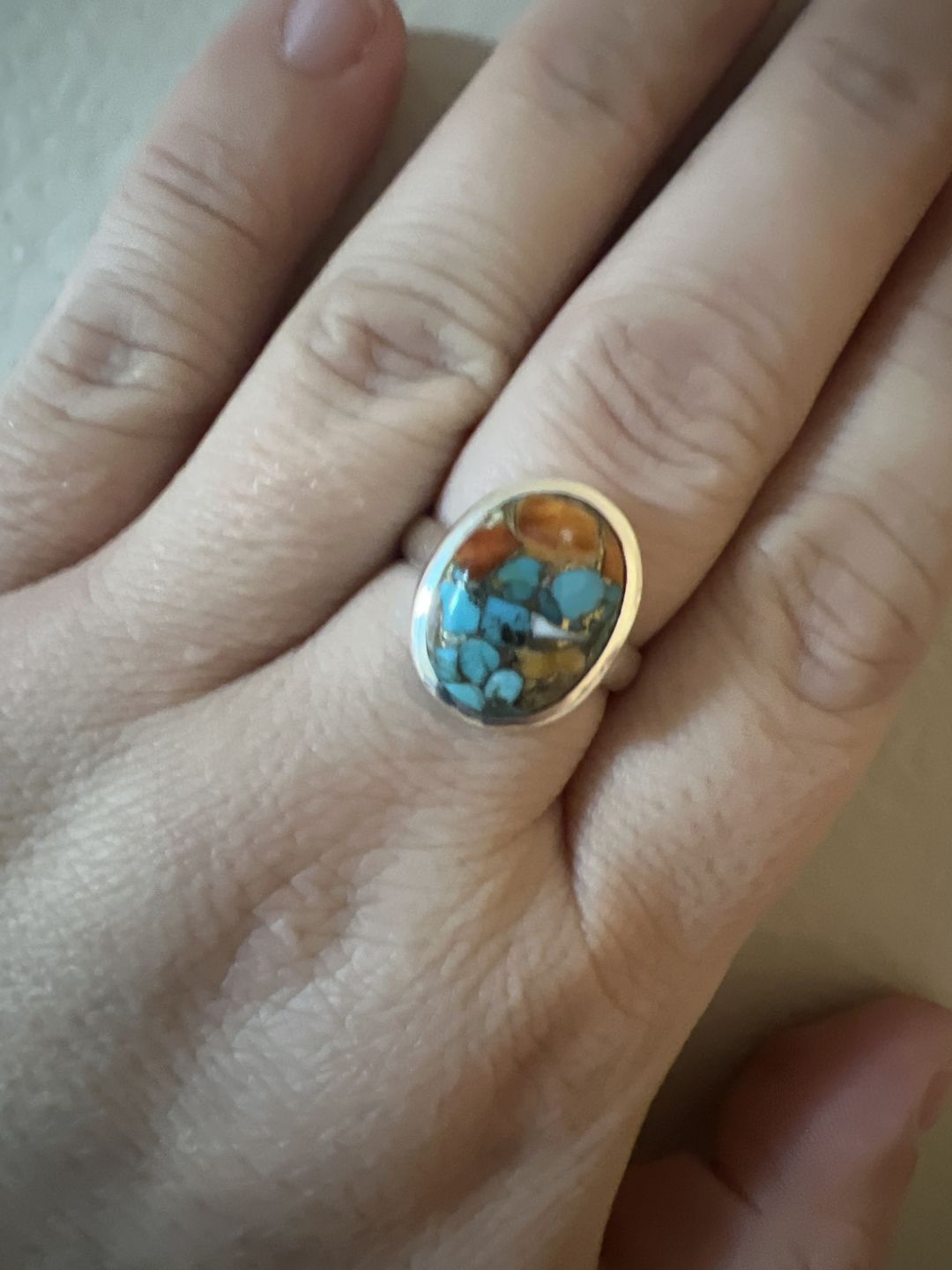 Customer photo review of Oyster Copper Turquoise Ring Sterling Silver