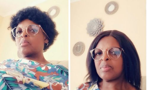 Customer photo review of HC COMBO 1 - Brazilian Middle Part Wig Straight 8" and Eva